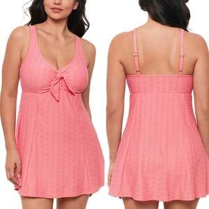 Swim Solutions Geometric One Piece Swim Dress Pink Women’s Plus Size 14 NWT